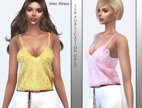 Metallic Slim Spaghetti Strap Blouse