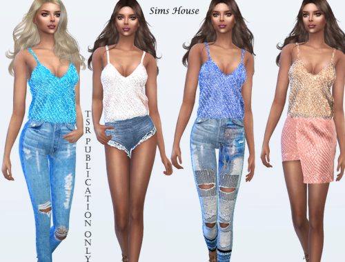 Metallic Slim Spaghetti Strap Blouse