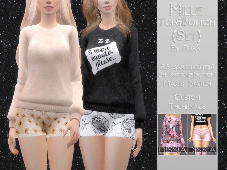 Millie Pajama Top and Bottom Set - The Sims 4 Catalog