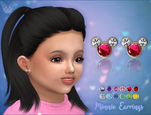 Minnie Earrings With Birthstones For Toddlers