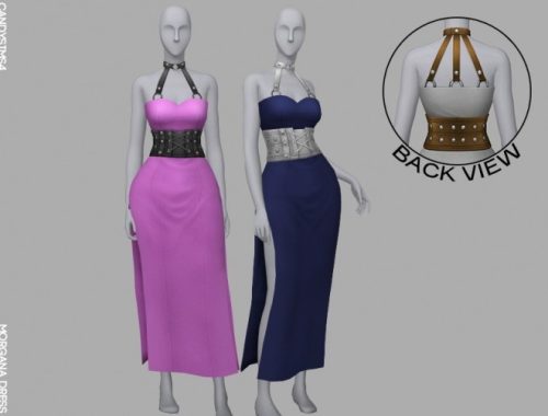 MORGANA DRESS + BELT & CHOKER ACC RECOLOR at Candy Sims 4