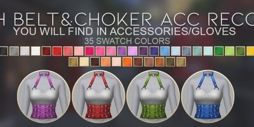 MORGANA DRESS + BELT & CHOKER ACC RECOLOR at Candy Sims 4