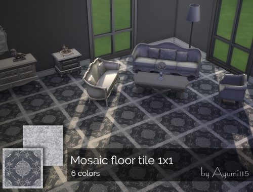 Mosaic floor tile 1x1