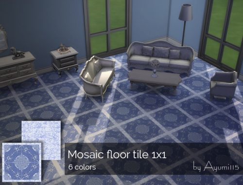 Mosaic floor tile 1x1