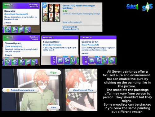Mystic Messenger paintings set with emotional aura
