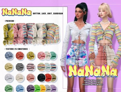 NaNaNa set: Denim Jacket, Skirt, Knit Cardigan, Overalls & Sweatshirts at NEWEN