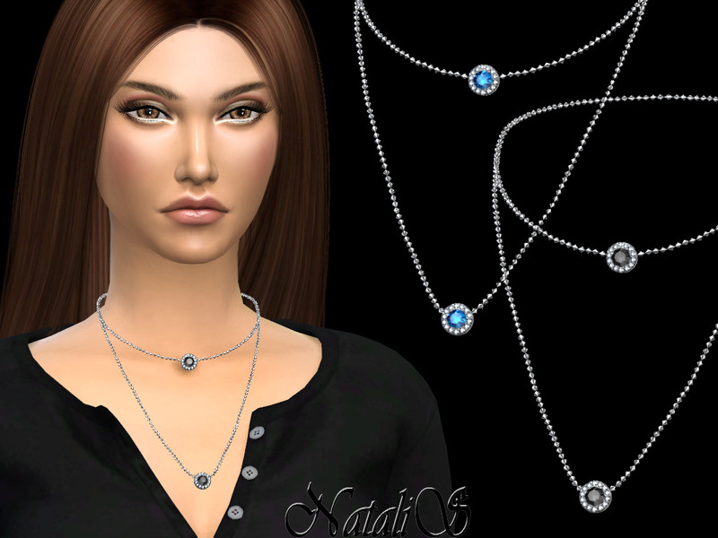 Natalisdiamond Halo Layered Necklace The Sims 4 Catalog