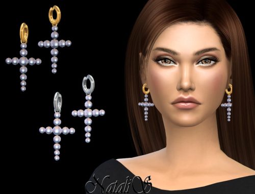 NataliS_Pearl cross drop earrings