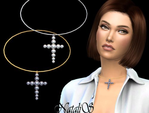 NataliS_Pearl cross pendant choker