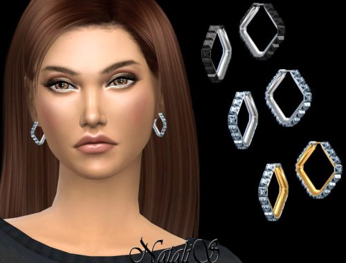 NataliS_Small Square crystal hoop earrings