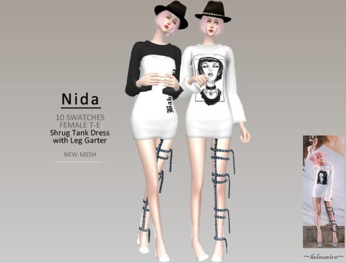 NIDA  - Shrug Dress w/ Leg Garter