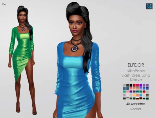 NitroPanic Slash Dress Long Sleeve RC at Elfdor Sims