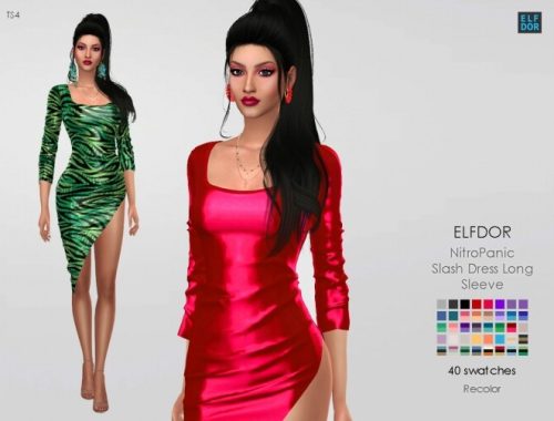 NitroPanic Slash Dress Long Sleeve RC at Elfdor Sims