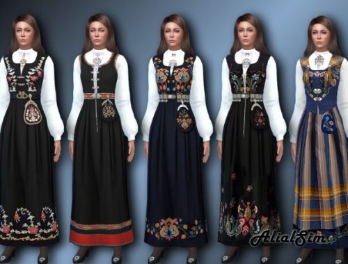 Norwegian Bunad with a new mesh with puffed sleeves at Alial Sim