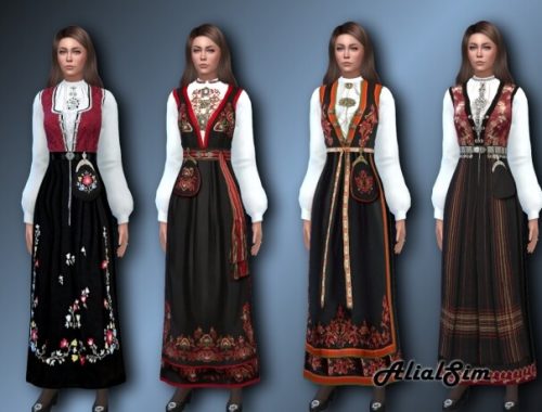 Norwegian Bunad with a new mesh with puffed sleeves at Alial Sim
