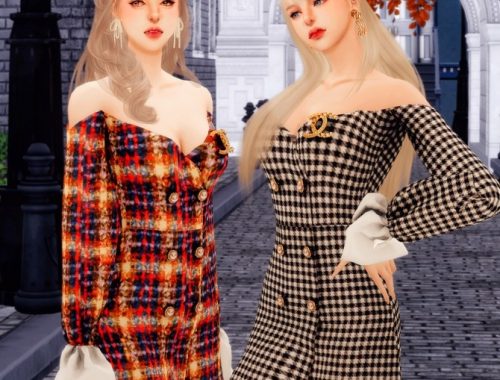 Off shoulder Frill dress at RIMINGs