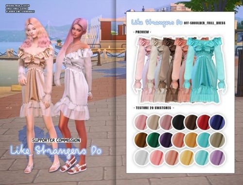Off-shoulder Frill Dress & Frill Ribbon Dress at NEWEN