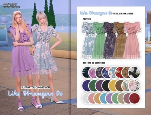 Off-shoulder Frill Dress & Frill Ribbon Dress at NEWEN