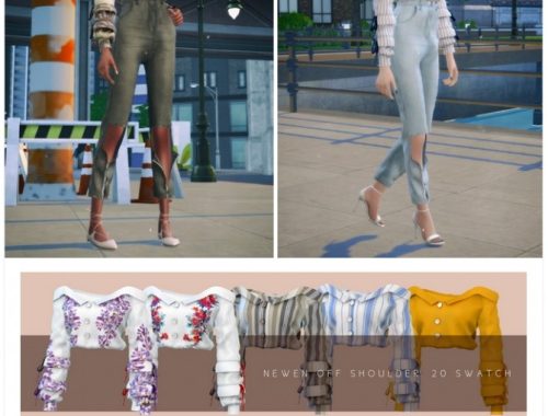 Off-shoulder Shirts & ZIP-IT Jeans at NEWEN