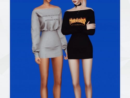 Off Shoulder Sweatshirt Dress at Gorilla