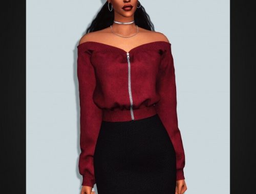 Off Shoulder Zip Up Sweatshirt at Gorilla