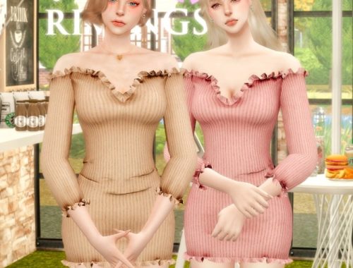 Off The Shoulder Frill Dress at RIMINGs