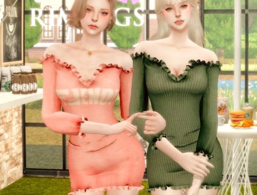 Off The Shoulder Frill Dress at RIMINGs