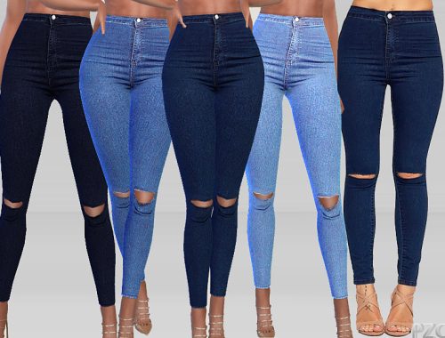 Olivia Ripped Knee High Waist Skinny Leg Jeans