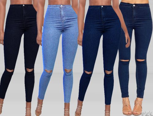 Olivia Ripped Knee High Waist Skinny Leg Jeans