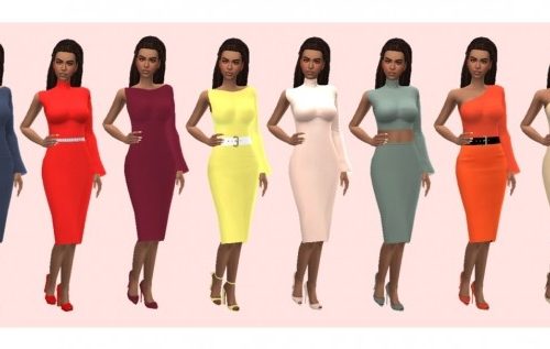ONE SHOULDER DRESS RECOLOUR at Sims4Sue
