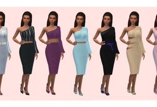 ONE SHOULDER DRESS RECOLOUR at Sims4Sue