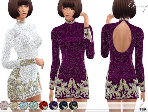 Open Back Beaded Mini Dress