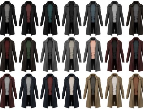 Open coat, Zip collar sweater + Turtlneck sweater at LazyEyelids