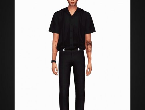 Open Collar Short Sleeve Shirt with Suspender at Gorilla