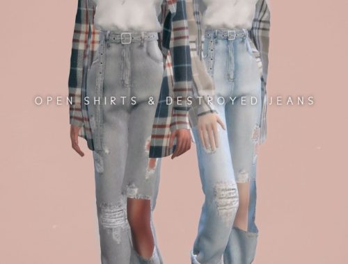 Open Oversized Shirts + Belt Destroyed Jeans at NEWEN