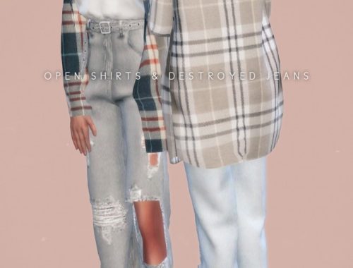 Open Oversized Shirts + Belt Destroyed Jeans at NEWEN