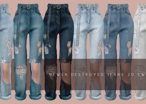 Open Oversized Shirts + Belt Destroyed Jeans at NEWEN