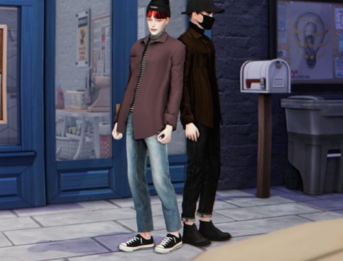 Open shirt with turtleneck at Lemon Sims 4
