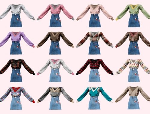 Oversize knitted jumper & denim skirt at RIMINGs