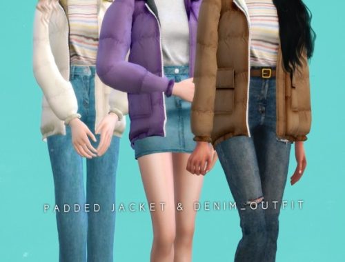 Padded Jacket Turtle & Slim Wide Jeans at NEWEN