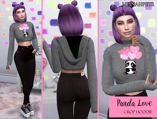 Panda Love Crop Top Hoodie (Mesh Required)