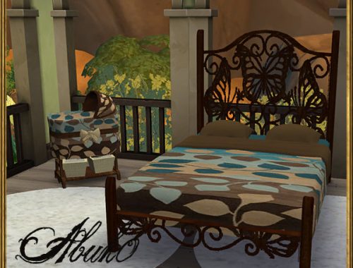 Papilio double bed and baby crib at Abuk0 Sims4