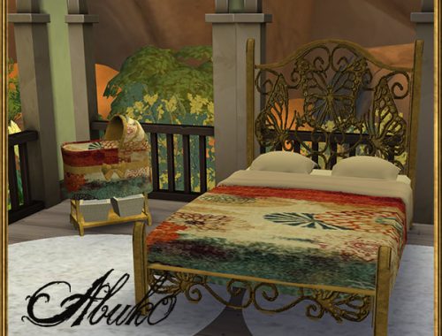 Papilio double bed and baby crib at Abuk0 Sims4
