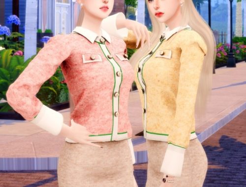 Pearl Button Cardigan Two piece outfit at RIMINGs