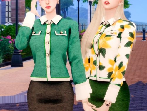 Pearl Button Cardigan Two piece outfit at RIMINGs