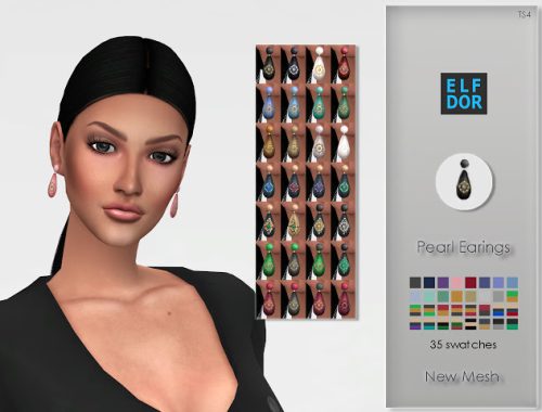 Pearl Earings at Elfdor Sims