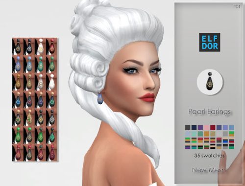 Pearl Earings at Elfdor Sims
