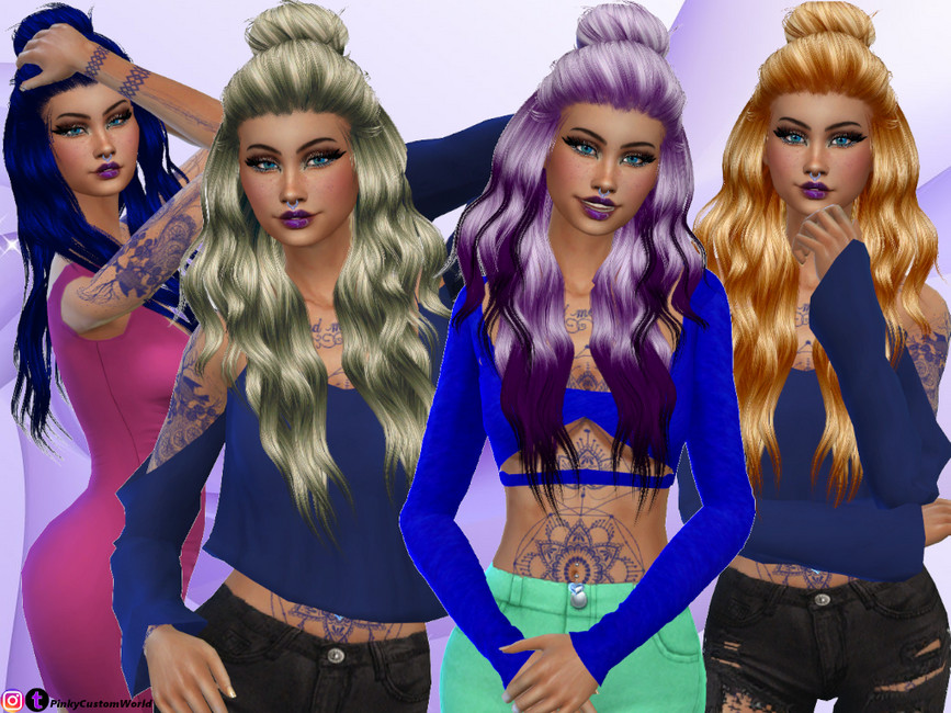 Pinky Recolor Of Leahlilliths Night Hair Mesh Needed The Sims 4