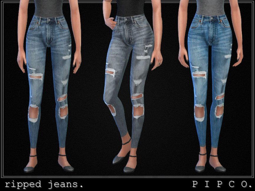pipco - ripped jeans set. - The Sims 4 Catalog