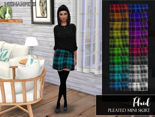 Plaid Pleated Mini Skirt